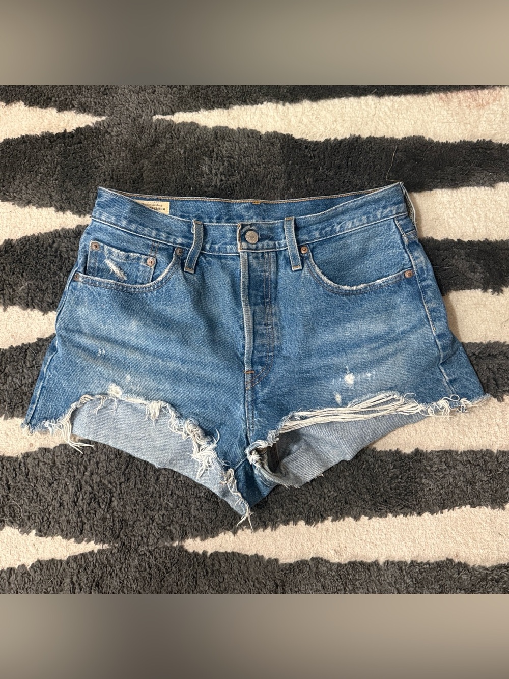 Levi's Distressed Cutoff Denim Shorts - Blue